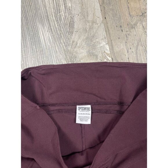 PINK Victoria's Secret Cotton Blend Leggings XL Brown Cross Waist Yoga Lounge - Picture 4 of 9